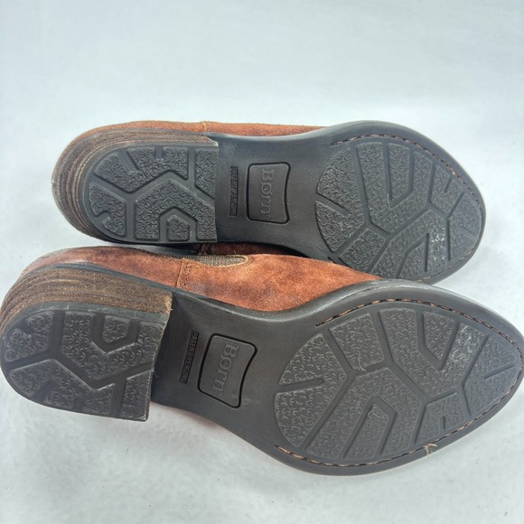 Born Dallia Chelsea Ankle Boots Distressed Size 8M Brown Biker Moto Booties - Picture 9 of 9